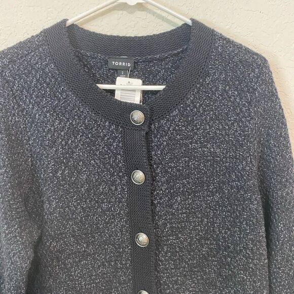 Torrid Button Up Long Sleeve Round Neck Cotton Blend Sweater size 2 size 18 - Picture 5 of 14